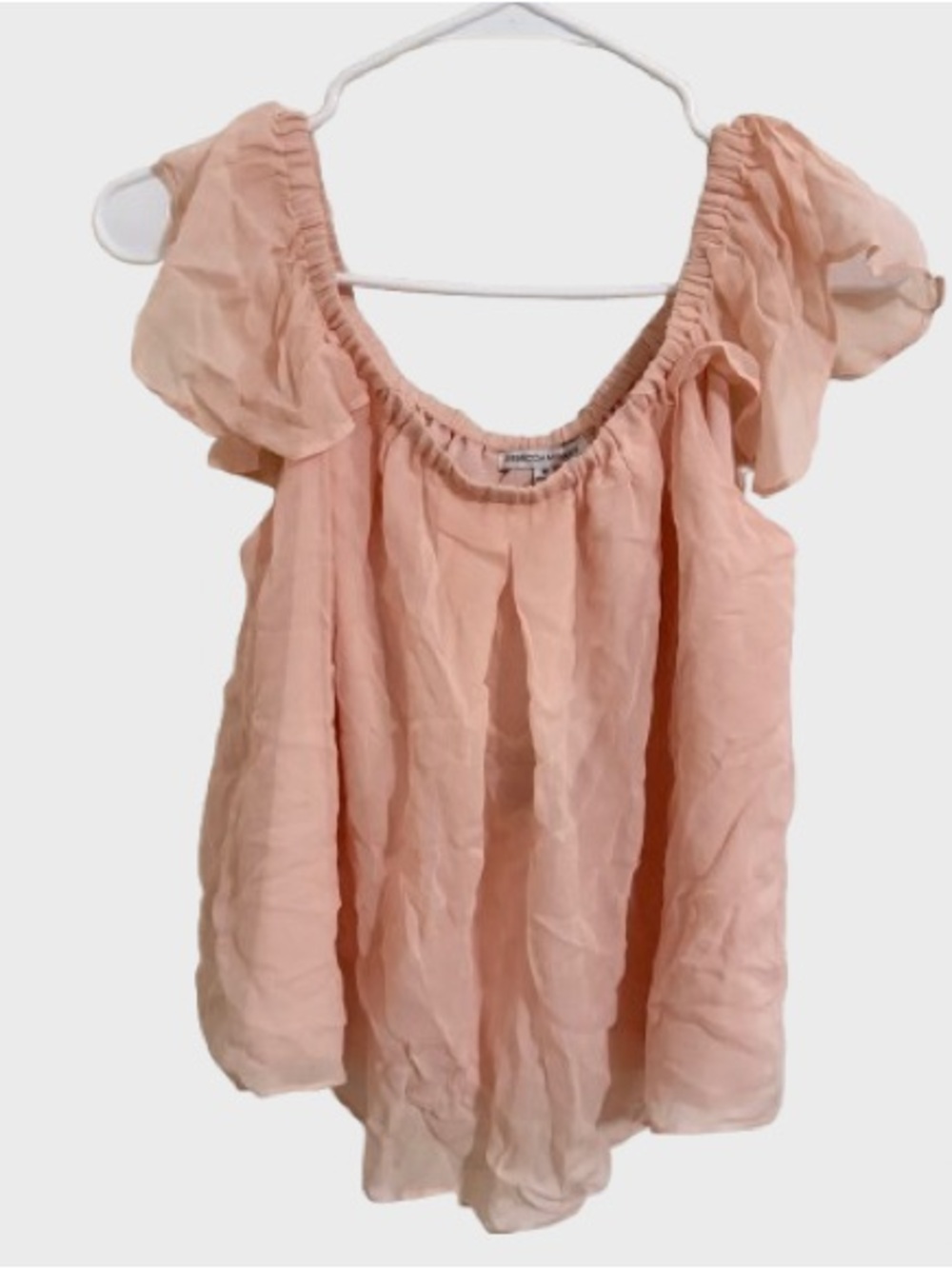 Rebecca Minkoff Blush Pink Off-Shoulder Ruffle Sleeve Top